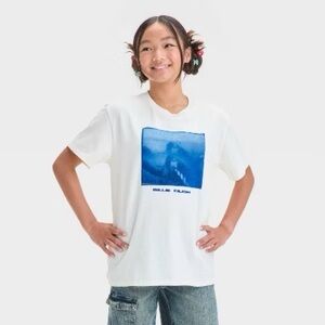 Billie Eilish Kids Oversized T-Shirt Size Small 6/6X White Blue Graphic Tee 2025